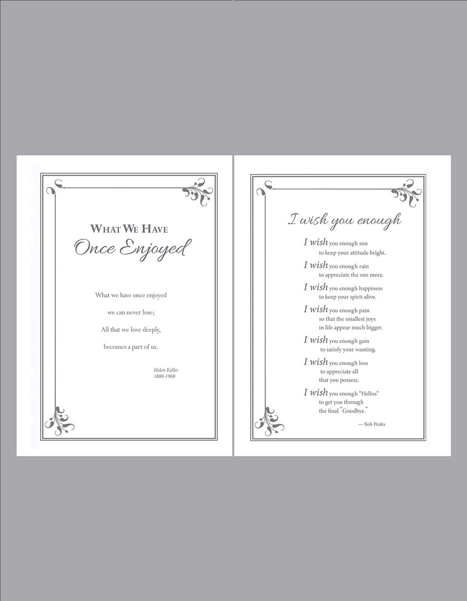 Art Deco Funeral Guest Book - White w Gold Foil - 6 Ring