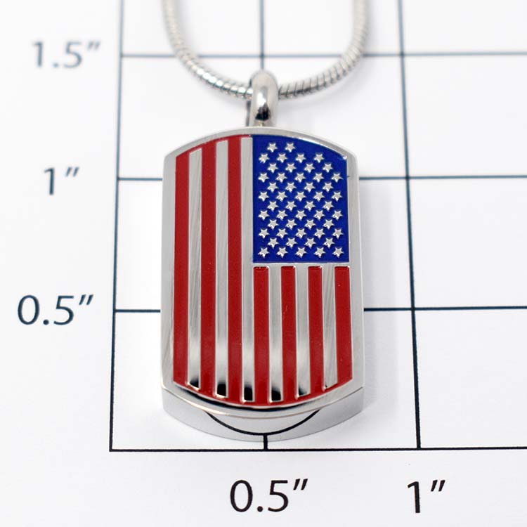 American Flag Dog Tag - Silver Pendant