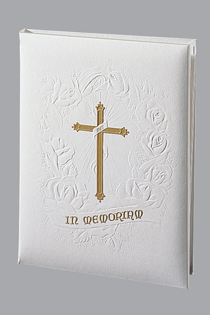 Gold Cross Funeral Guest Book