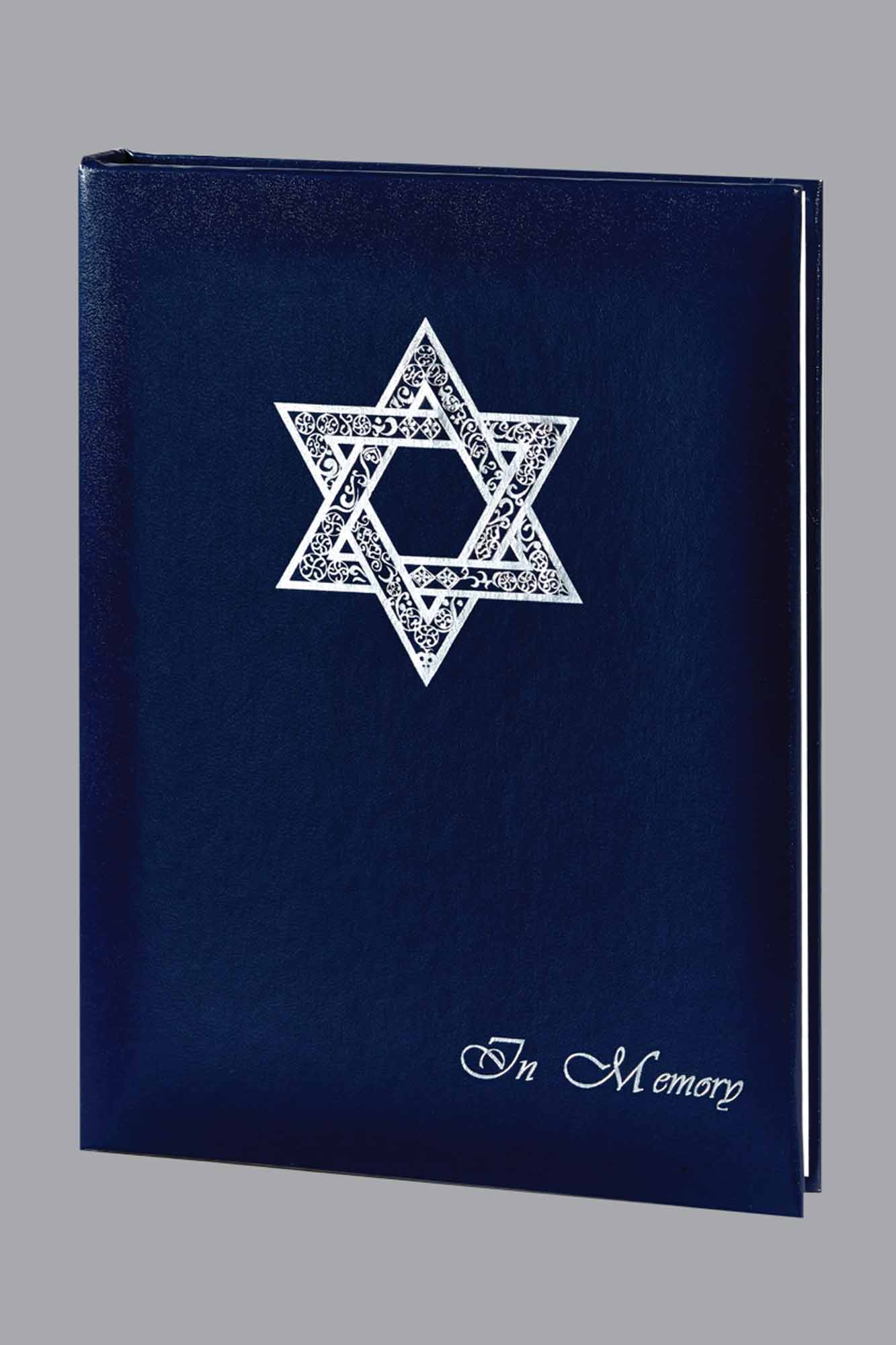 Star of David Funeral Guest Book - Navy Blue w/ Silver Star of David ...