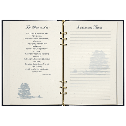 Tranquil Park funeral guest book open page 7503