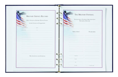 Opened Patriotic book showing military insert pages