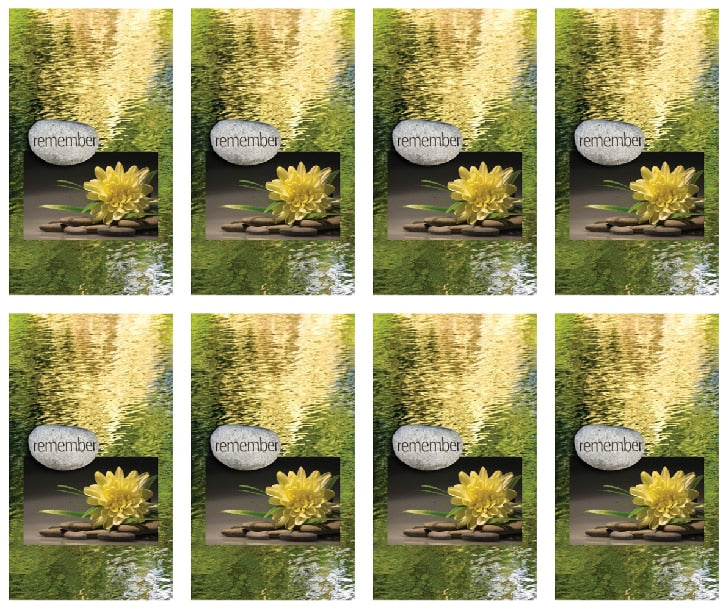 8x Yellow Water Lily on stones Prayer Cards