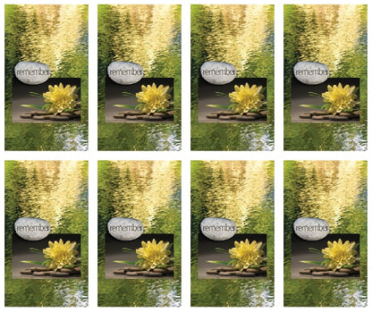 8x Yellow Water Lily on stones Prayer Cards