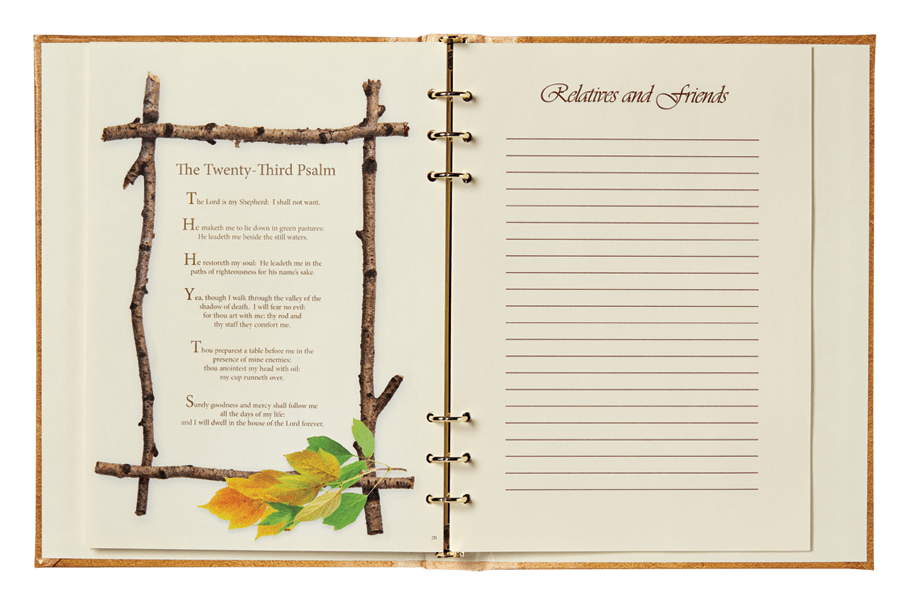 Autumn Stream open funeral guest book pages 8506