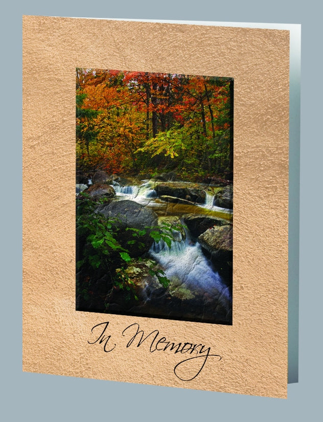 Autumn Stream scene with in memory service redord