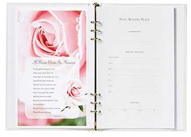 Cherished Rose open funeral guest book pages 8534