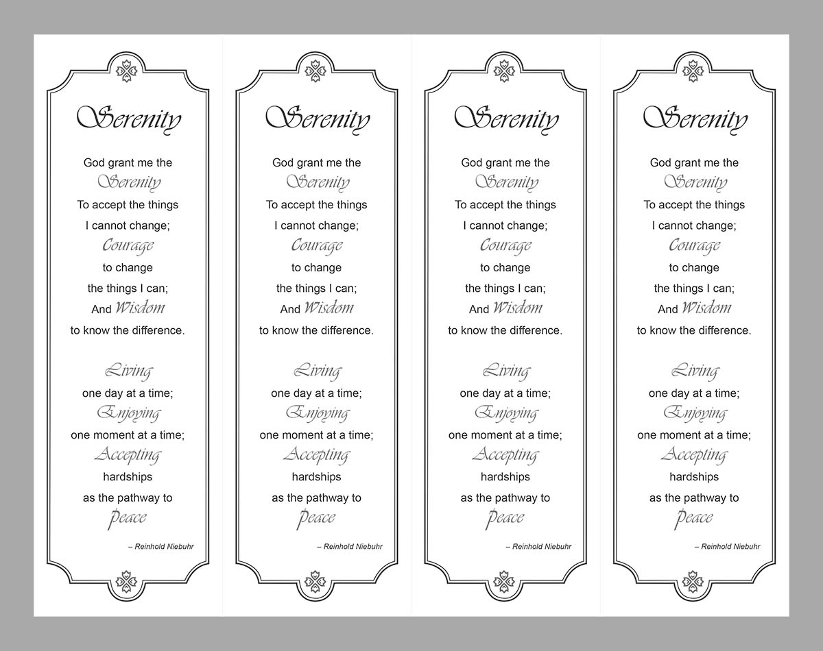 4 up full sheet of ornate bookmarks