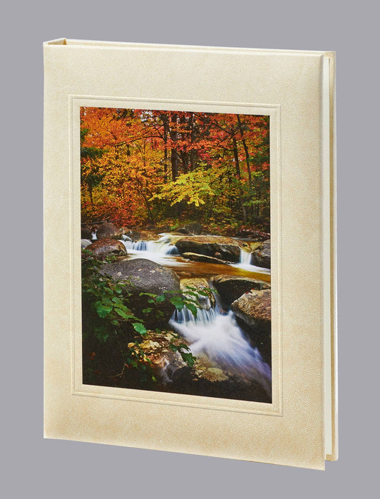 Fall scene with stream funeral register guest book