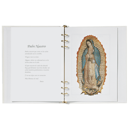 Our Lady of Guadalupe funeral guest book open pages spanish 857-BK