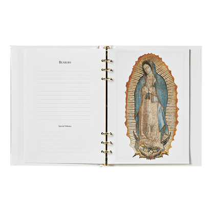 Our Lady of Guadalupe funeral guest book open pages english 857ENG