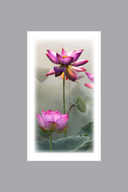 Pink Lotus flowers white prayer card