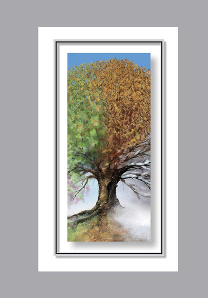 4 seasons tree white prayer card