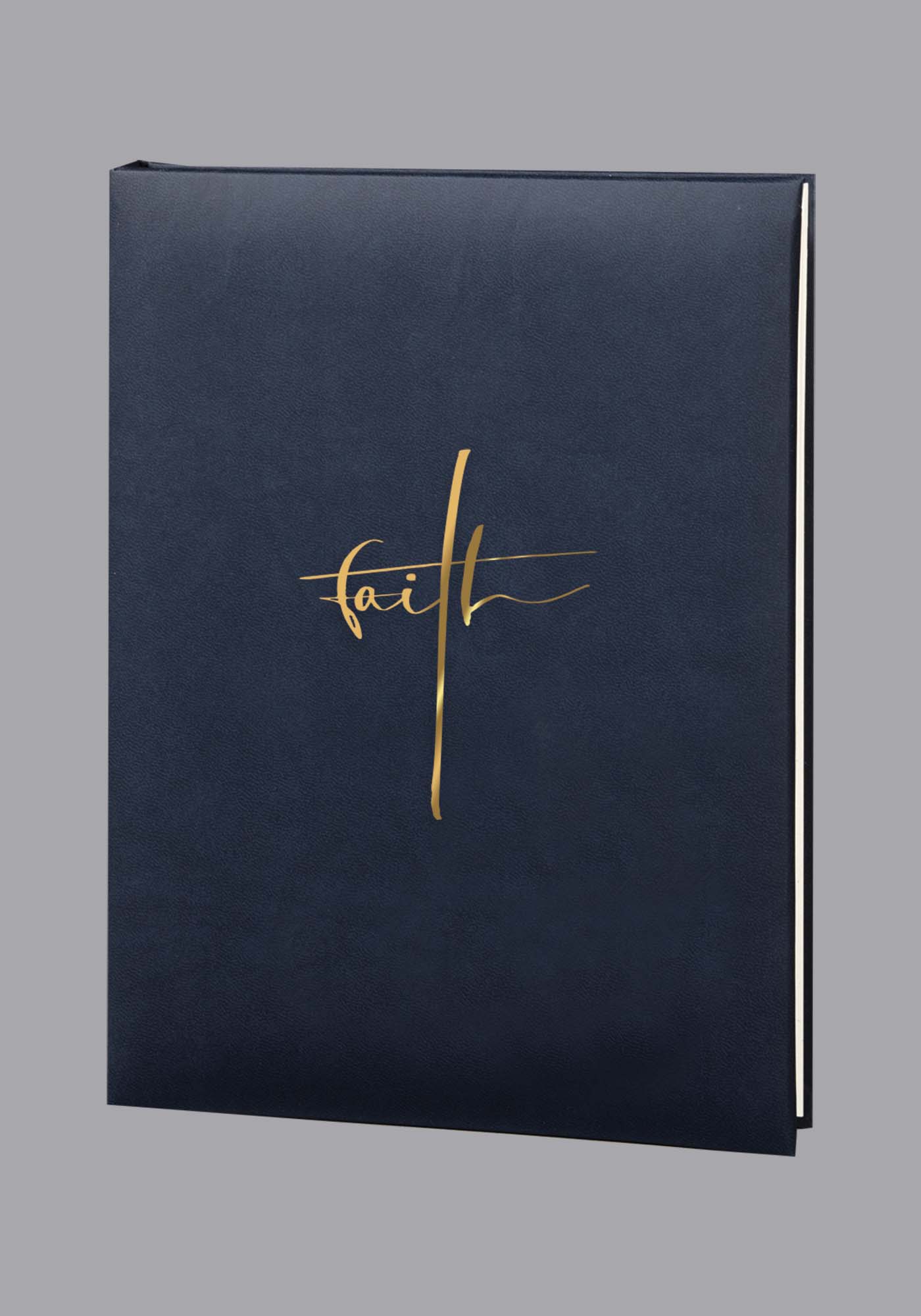 Navy Blue gold faith funeral guest book