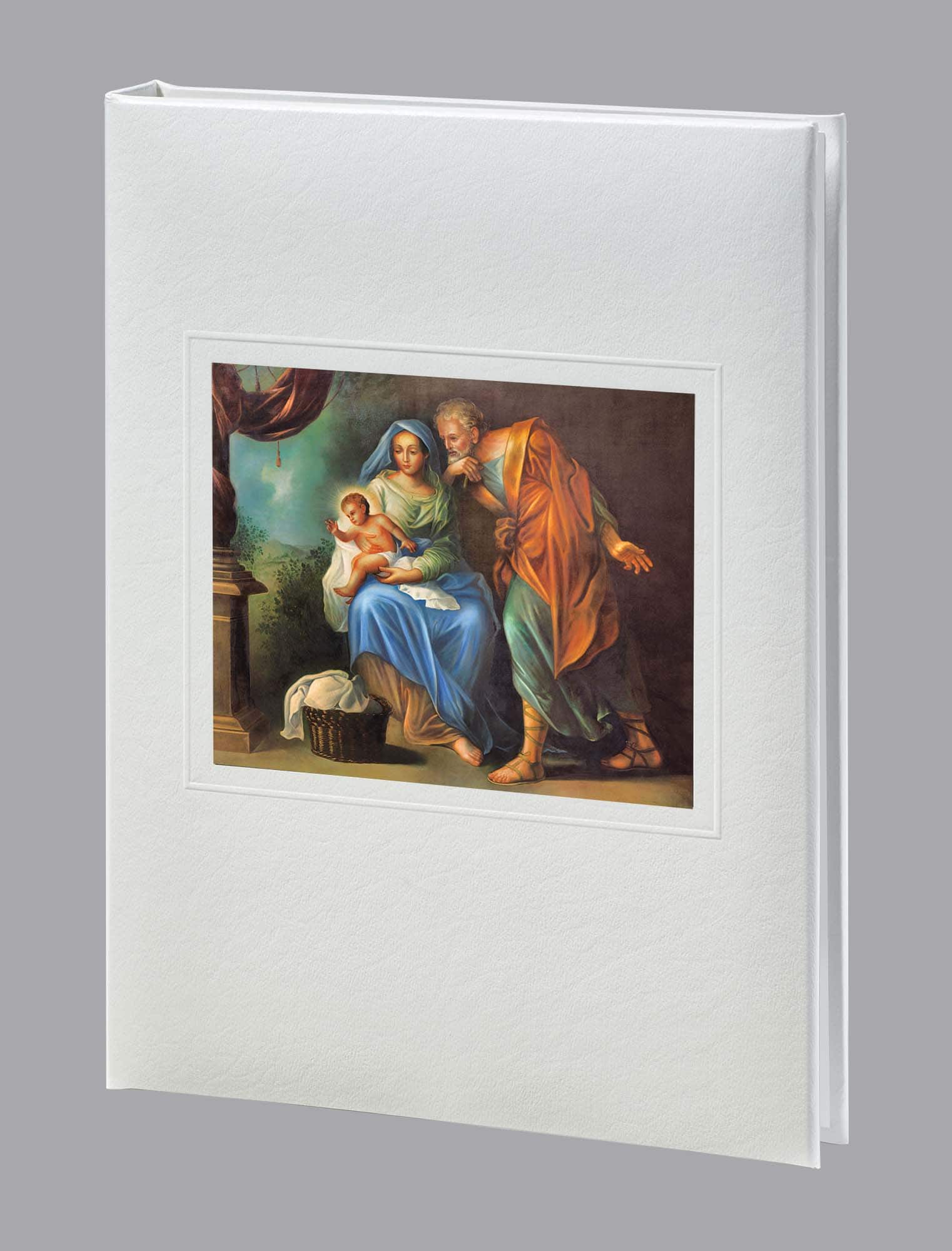 Holy Family white funeral guest book