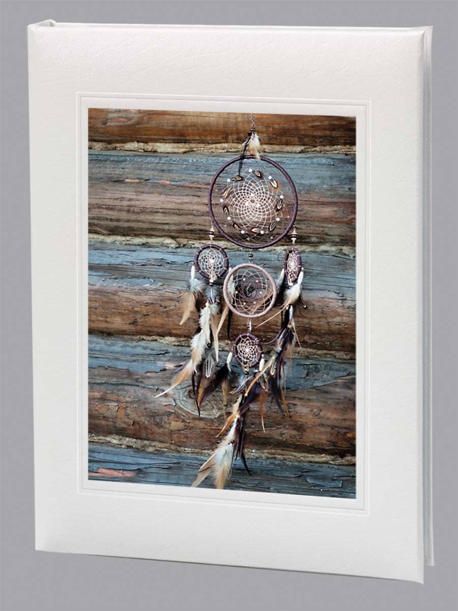 Dream Catcher on wooden wall funeral guest book