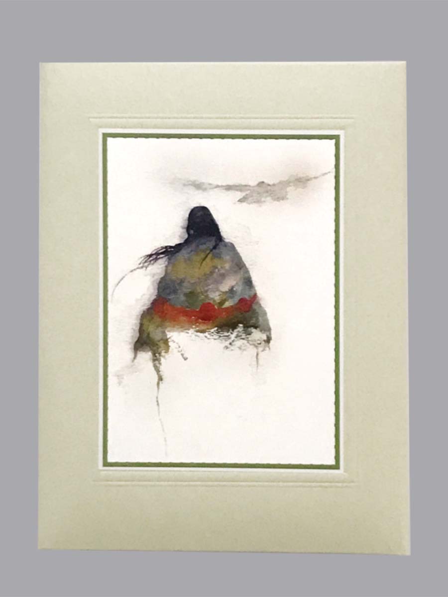 watercolor person silhouette with shadow of eagle funeral guest book