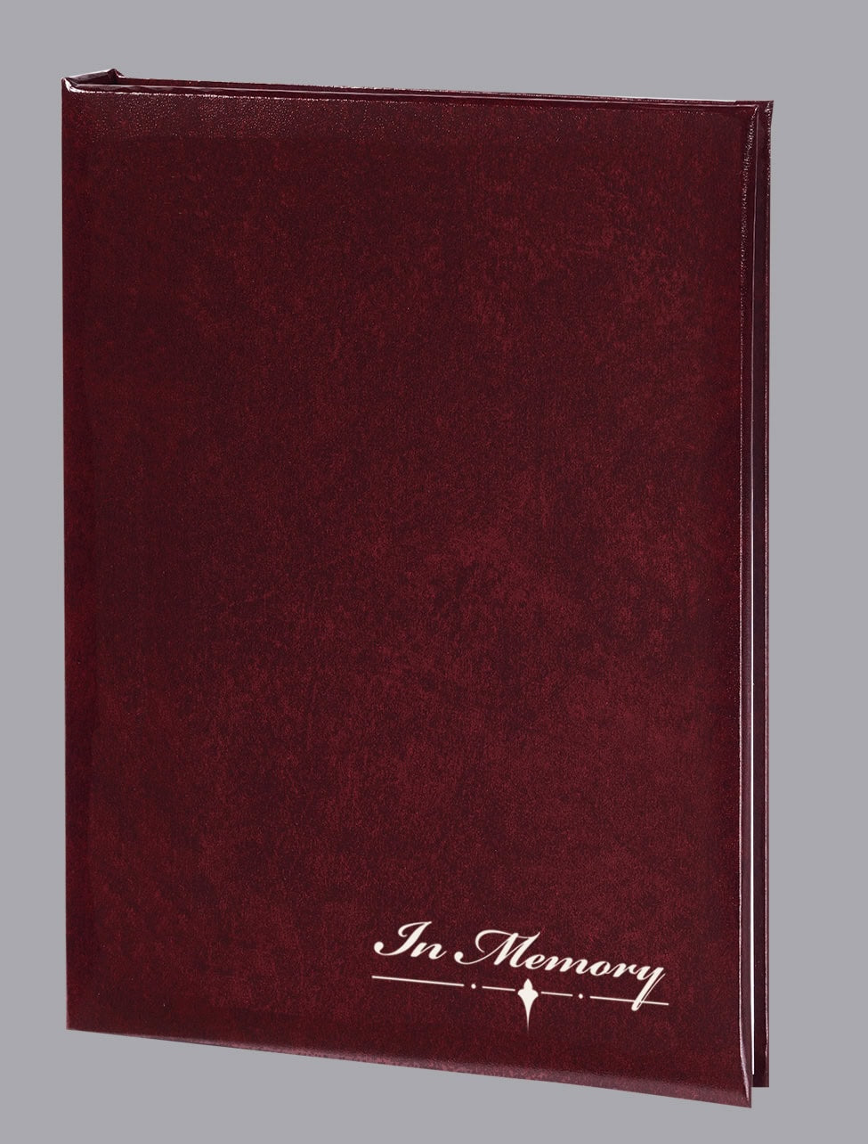 In Memory Funeral Guest Book - Burgundy w/ Silver Foil - 6 Ring