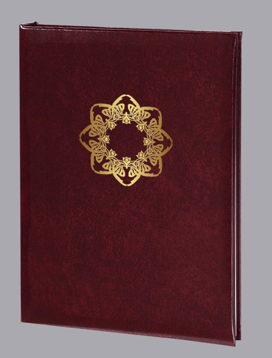 Victorian Wreath Funeral Guest Book - Burgundy w/ Gold Foil - 6 Ring