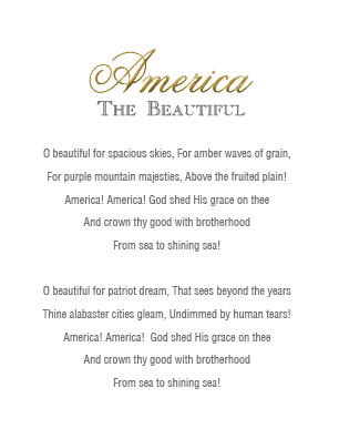 America the Beautiful for American Pride Service Record