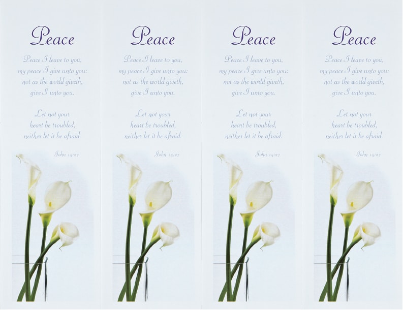 4 up John 14 27 with Calla Lilly bookmarks