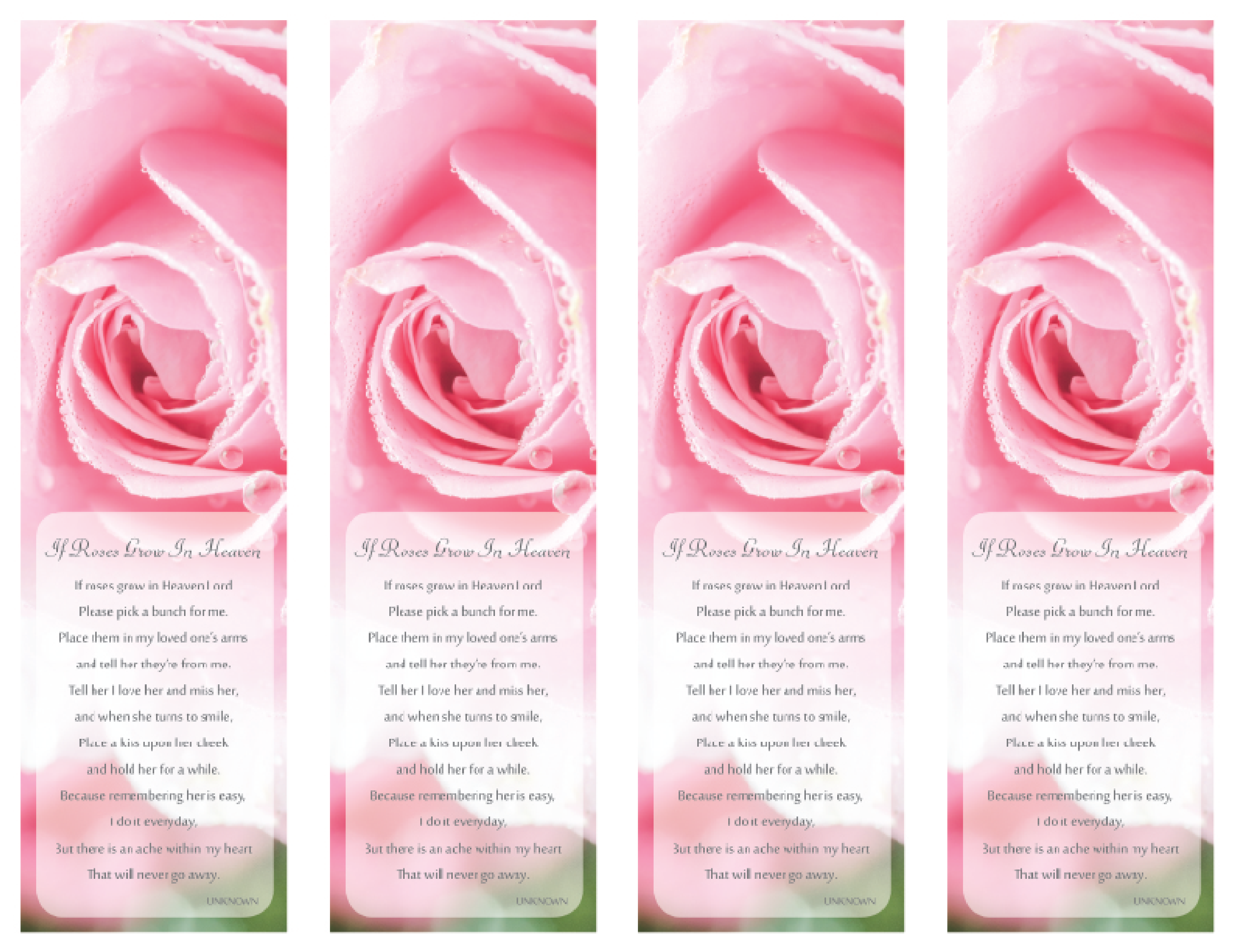 4 up Bookmark Cherished Rose 8534-BMK