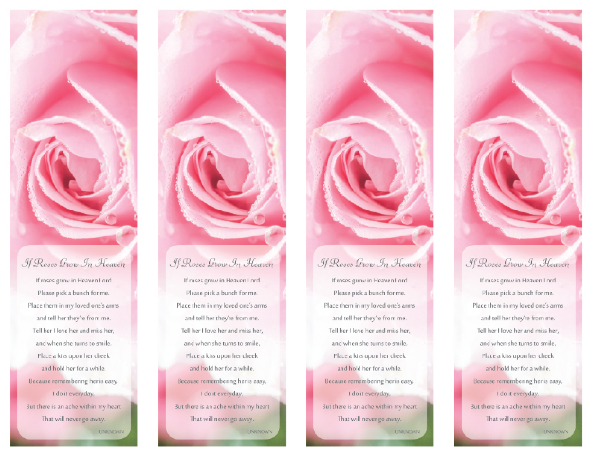 4 up Bookmark Cherished Rose 8534-BMK