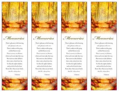 4 up golden light through forest bookmarks