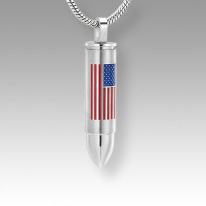 silver bullet with American Flag pendant