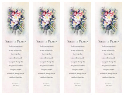 4 up Bookmark with flower bouquet and serenity prayer