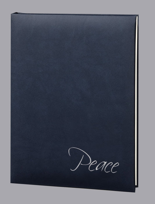 Peace Series "Soft-Touch" Funeral Guest Book - Navy - 6 Ring