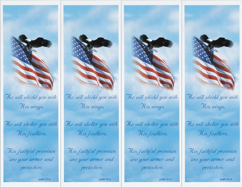 4 up American Flag and Psalm 91:4 Bookmark