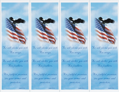 4 up American Flag and Psalm 91:4 Bookmark