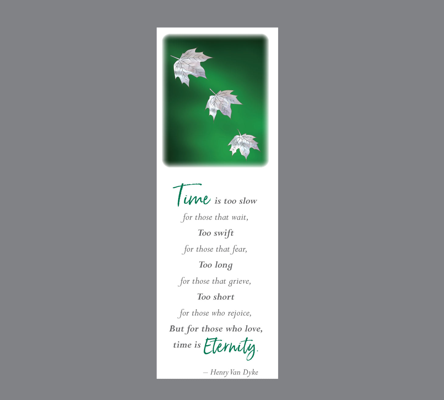 Elegant Line - Falling Green Leaves - Bookmark