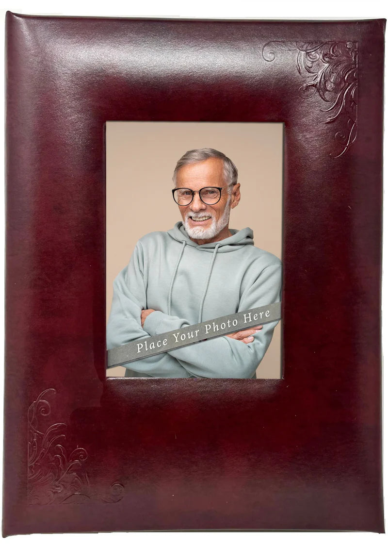 Frame Line - Embossed Leather Frame - Merlot - 6 Ring