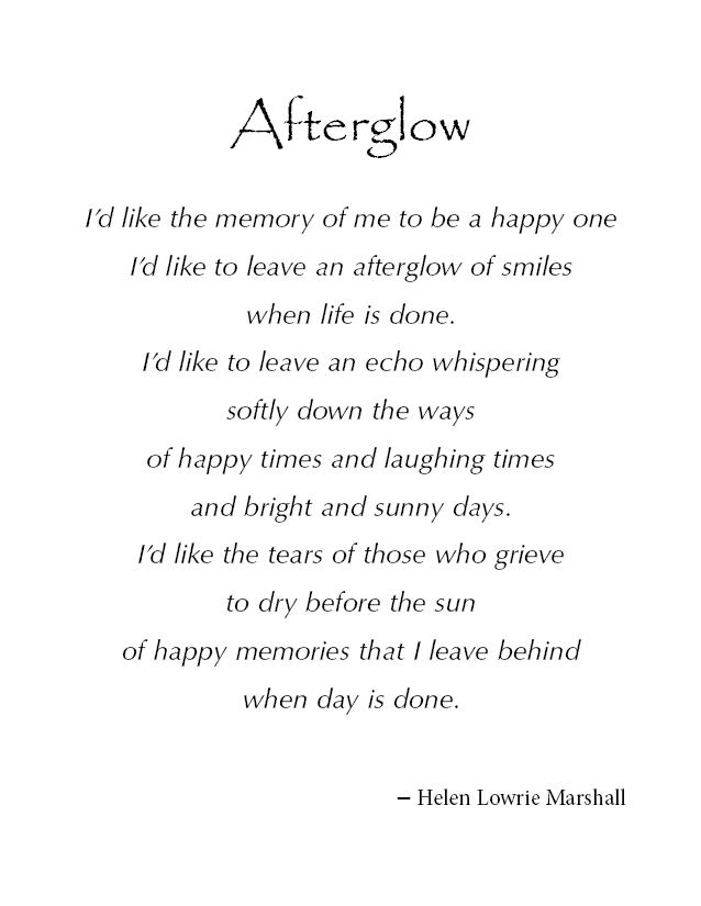 Afterglow poem by Helen Lowrie Marshall