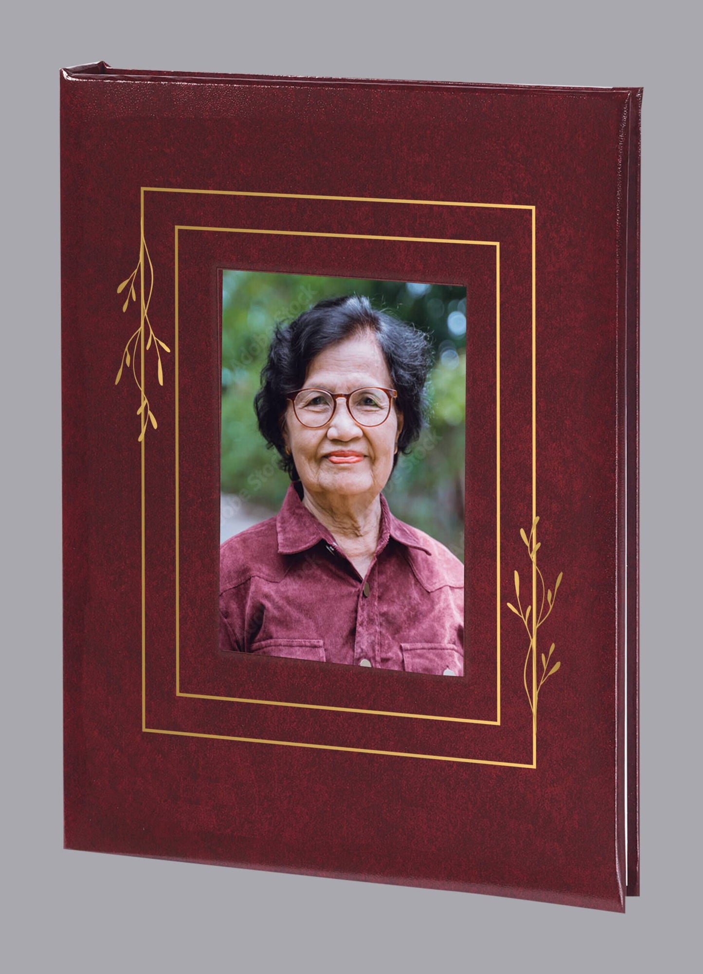 Vineyard Funeral Guest Book - Burgundy w/Gold Foil - 6 Ring