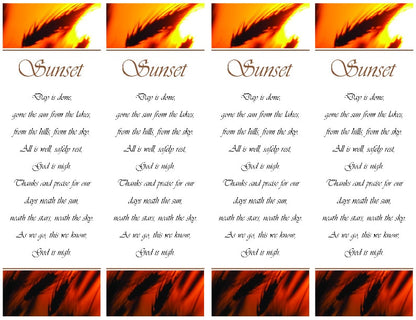 4 up Sunset poem with wheat bookmarks