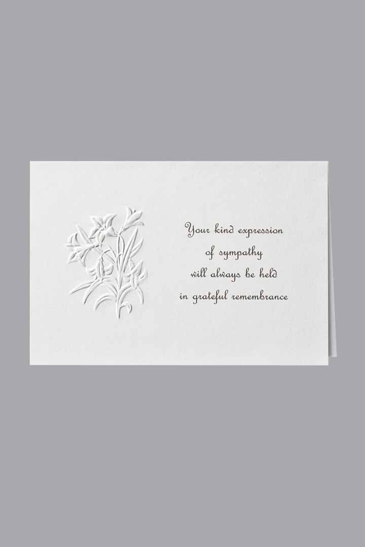 Flowers Acknowledgment Embossed w/ Standard Print