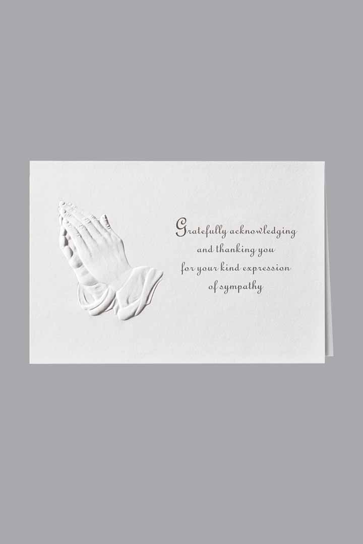 Praying Hands Acknowledgment Embossed w/ Standard Print