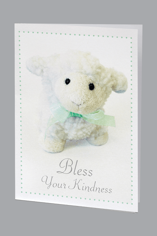 Funeral Thank You card small white lamb plush bless your kindness