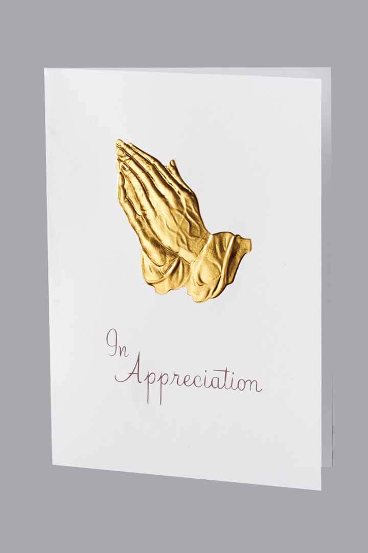 Praying Hands Acknowledgment Gold Foil Embossed