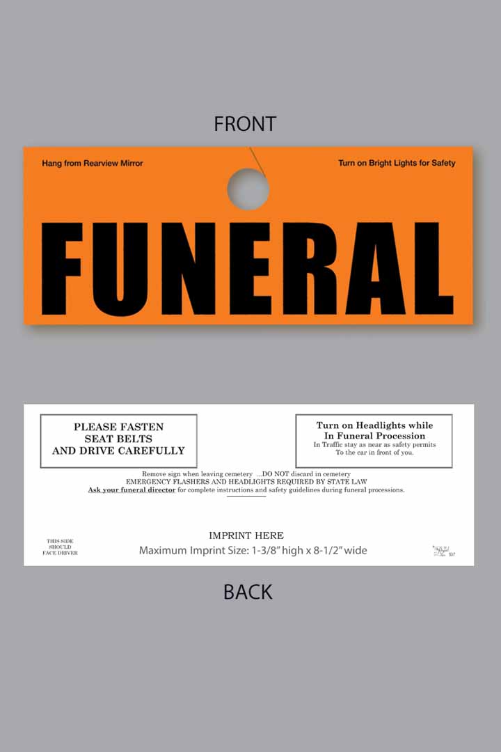 Auto Hanger Funeral Tag