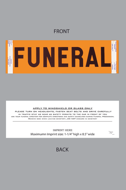 Orange Funeral printed windshield sticker