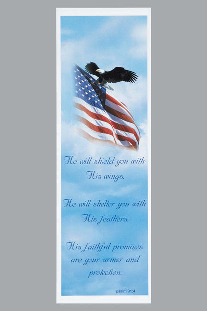 American Flag and Eagle with Psalm 91:4 verse Bookmark