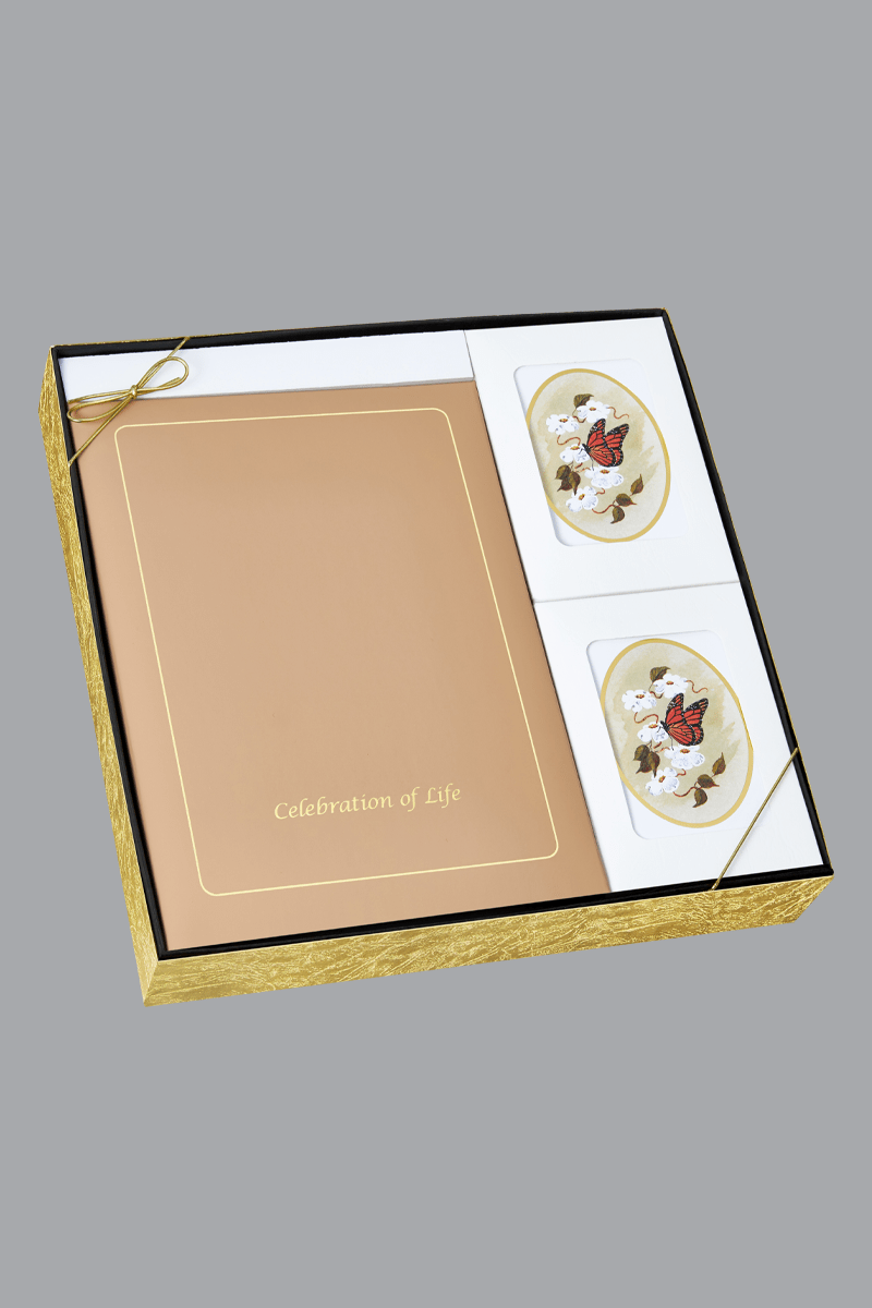 Tan and Gold Foil Celebration of Life Box Set