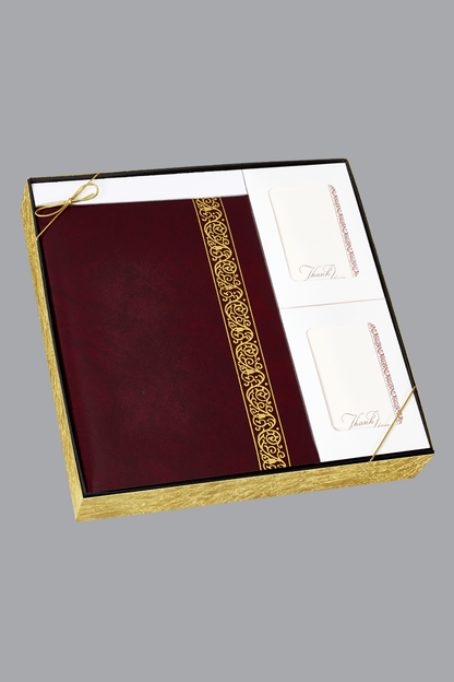 Burgundy and Gold Foil Classic Scroll Box Set