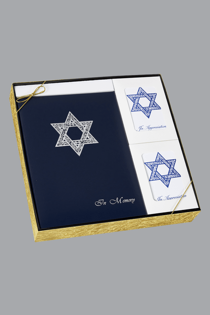 Navy Blue and Silver Foil Star of David Box Set