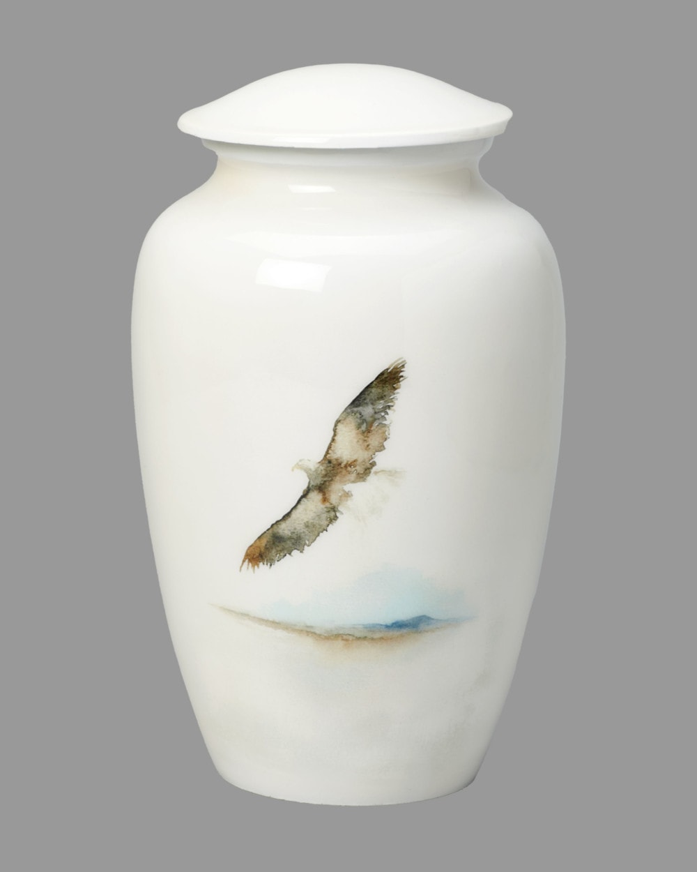 Flying eagle white urn