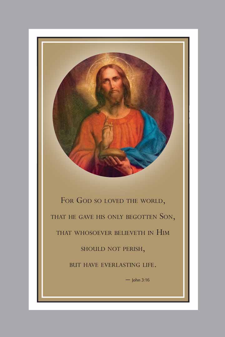 John 3:16 verse with image of Jesus Prayer Card